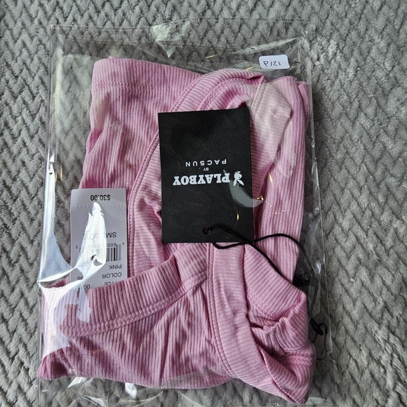 Playboy x PacSun Pink Ribbed Logo Crop Tank Top Size S NWT - Picture 4 of 4